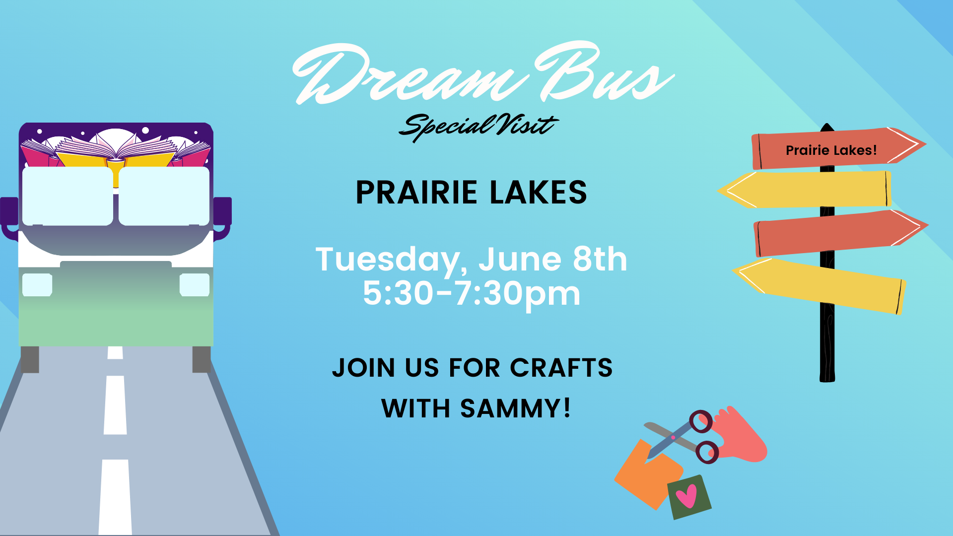 Dream Bus Crafts w/Sammy Prairie Lakes Sun Prairie Public Library